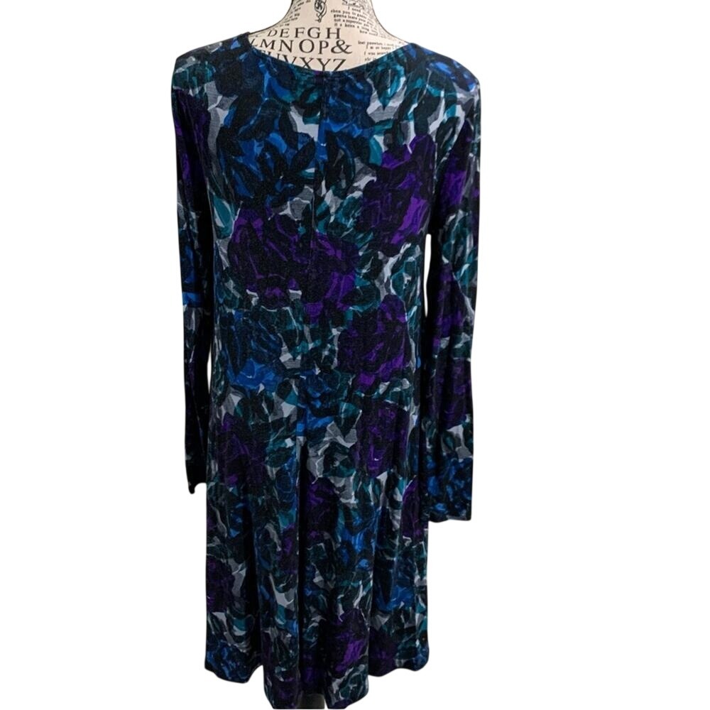 Joan Vass watercolors long sleeve dress size small